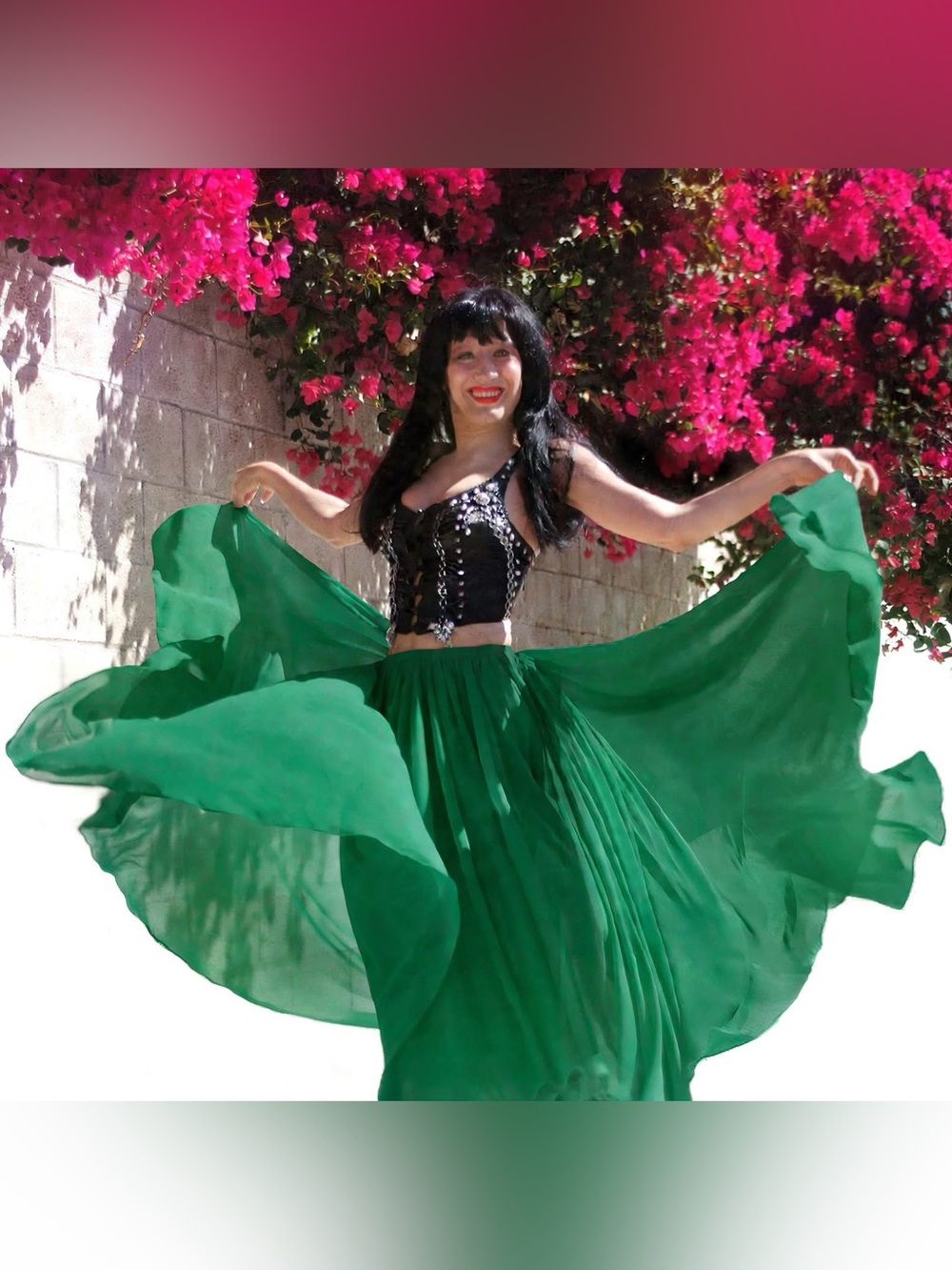 Green chiffon double circle skirt Ameynra design 720" New